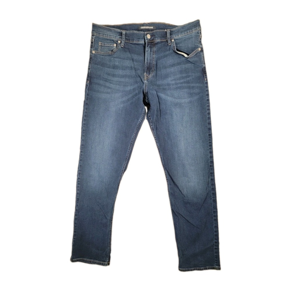 Calvin Klein Jeans Men 36x34 CKJ 035 Straight Leg Blue Stretch Denim Pants 36 33